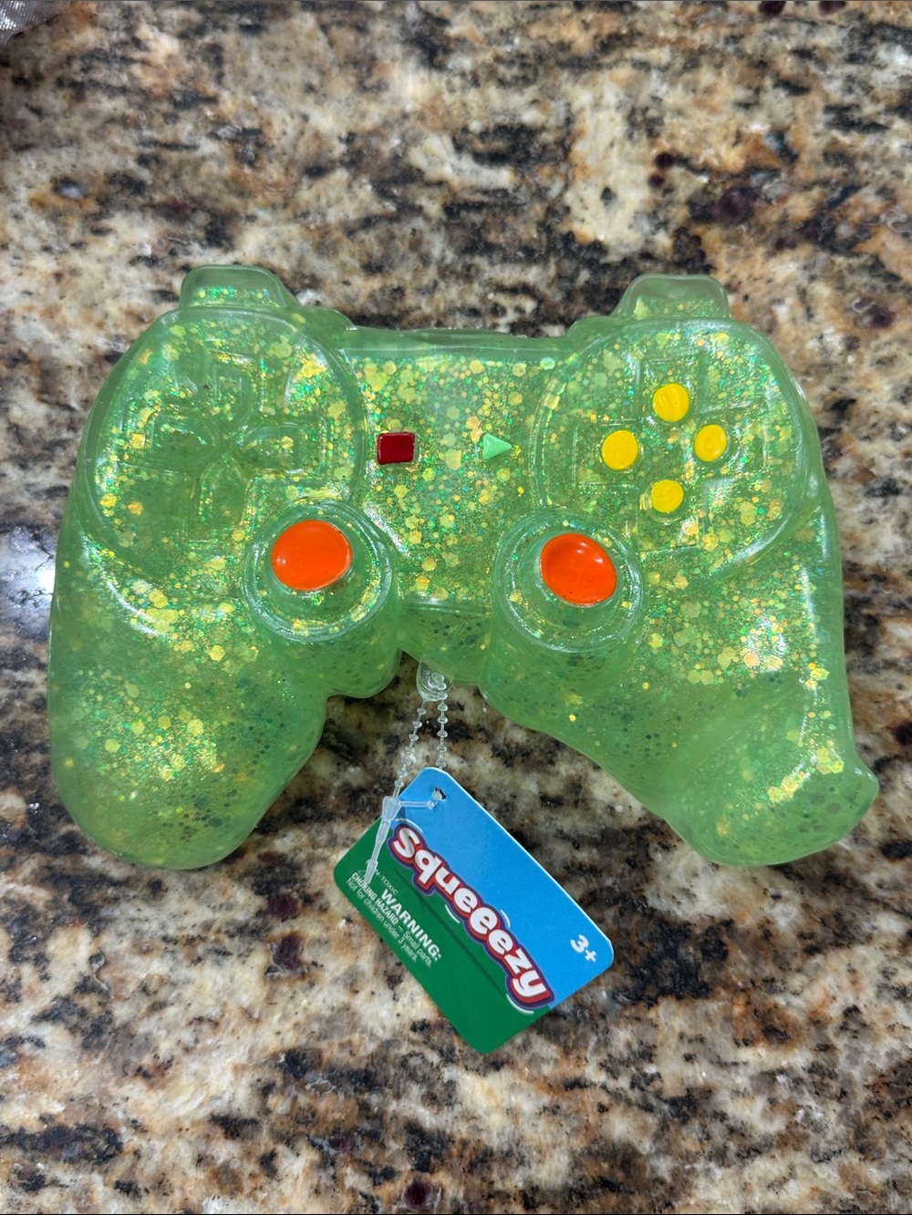 Squeeezy Green Glitter Squeezy Game Controller Toy - Fun Sensory Stress Reliever
